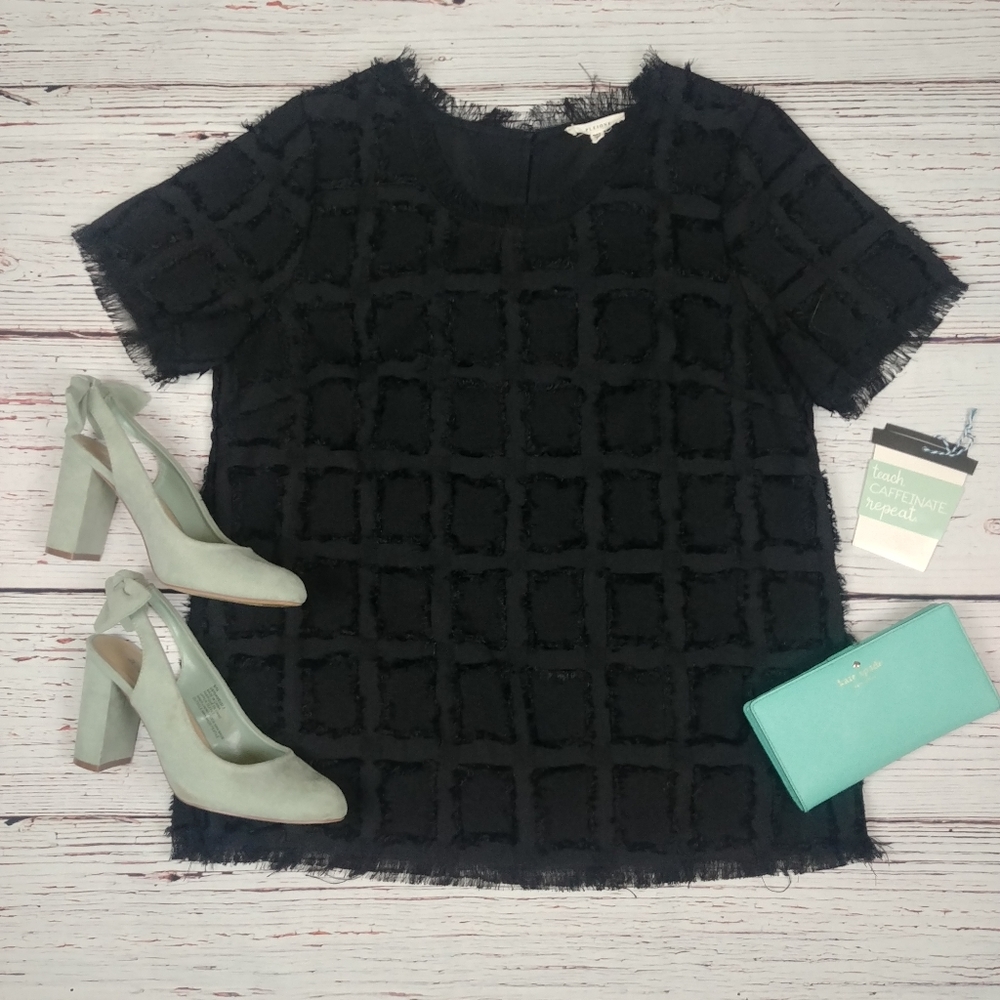 Black Pleone Blouse Raw Edge Design
